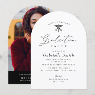 simple minimal nursing graduation party invitation