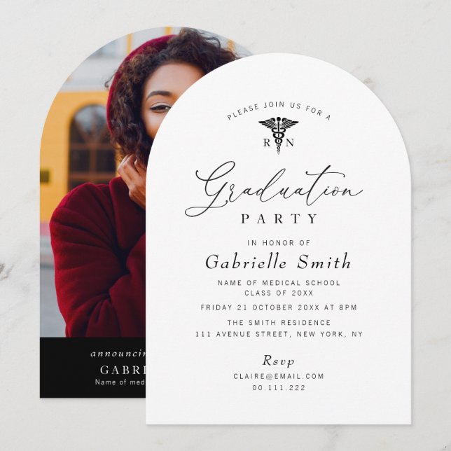 simple minimal nursing graduation party invitation (Front/Back)