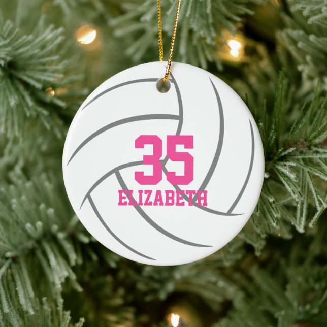 simple minimal personalised girls volleyball ceramic tree decoration (Tree)