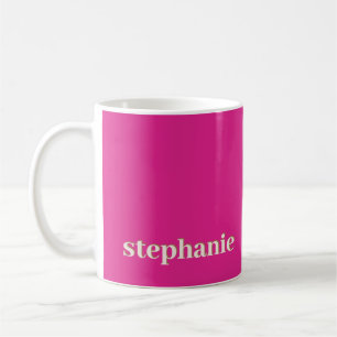 Simple Minimal Personalised Magenta Hot Pink Coffee Mug