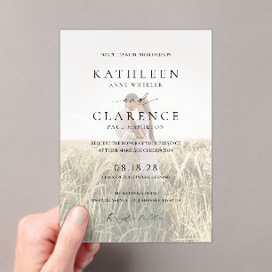 Simple Minimal Photo Classic Elegant Wedding Acrylic Invitations