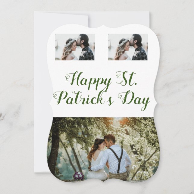 Simple minimal photo collage happy st. patricks da holiday card (Front)