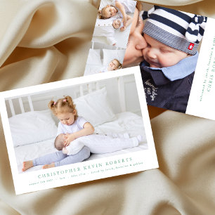 simple minimal photo collage modern baby birth announcement