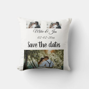 Simple minimal photo collage save the date invitat cushion