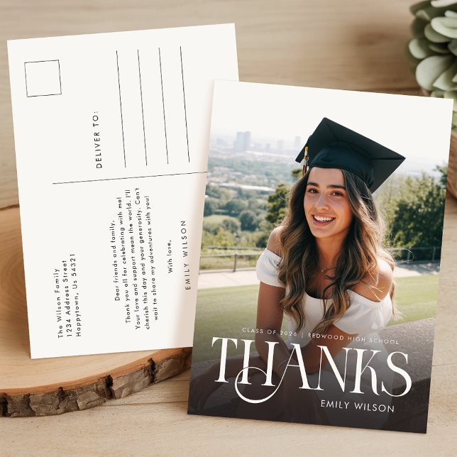 Simple Minimal Photo Modern Script Graduation Postcard (Creator Uploaded)