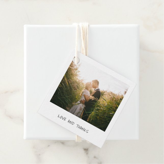 Simple Minimal Photo Modern Wedding Favour Tags (In Situ)
