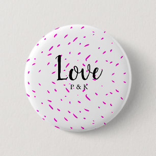 Simple minimal pink abstract love background name 6 cm round badge
