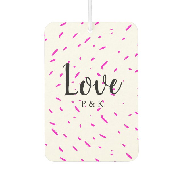 Simple minimal pink abstract love background name car air freshener (Front)
