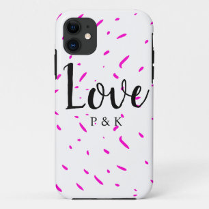 Simple minimal pink abstract love background name iPhone 11 case