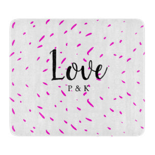 Simple minimal pink abstract love background name cutting board
