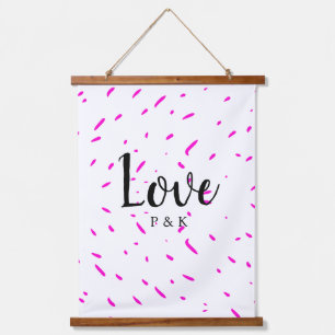 Simple minimal pink abstract love background name hanging tapestry
