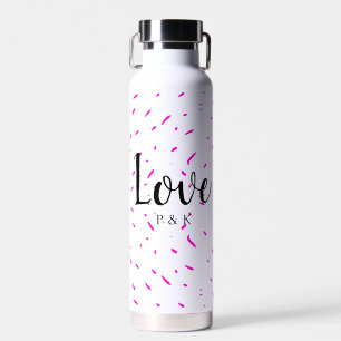 Simple minimal pink abstract love background name water bottle