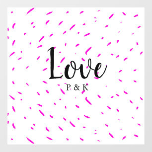 Simple minimal pink abstract love background name window cling