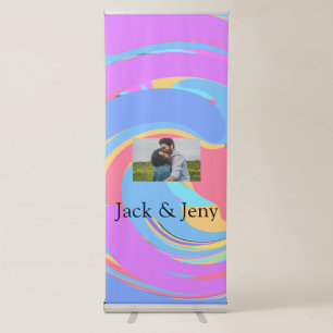 Simple minimal pink blue watercoloradd name photo retractable banner