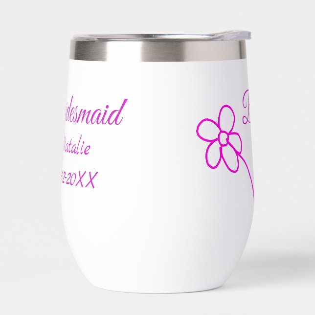 Simple minimal pink bridesmaid add name year text  (Left)