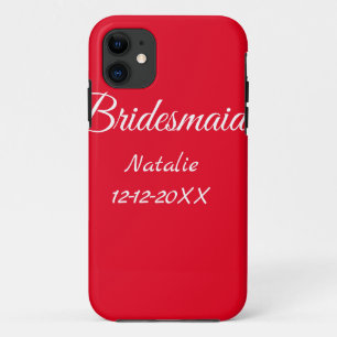 Simple minimal pink bridesmaid add name year text iPhone 11 case