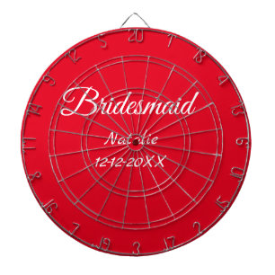 Simple minimal pink bridesmaid add name year text dartboard