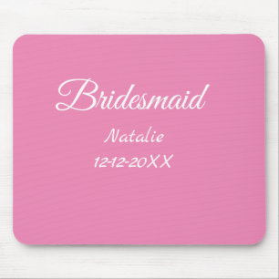 Simple minimal pink bridesmaid add name year text mouse mat