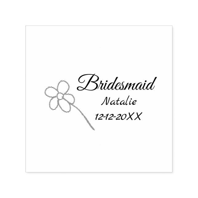 Simple minimal pink bridesmaid add name year text  self-inking stamp (Design)