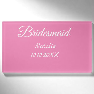 Simple minimal pink bridesmaid add name year text tag