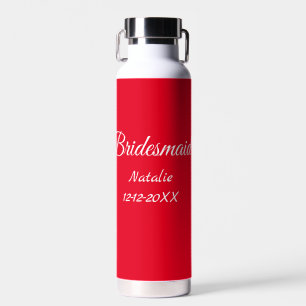 Simple minimal pink bridesmaid add name year text water bottle