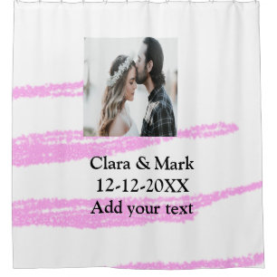 Simple minimal pink glitter add your text name yea shower curtain