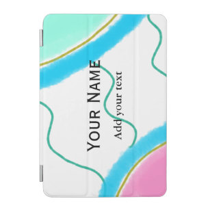 Simple minimal pink green watercolor add name text iPad mini cover