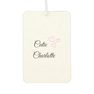 simple minimal pink heart glitter sparkle add name car air freshener