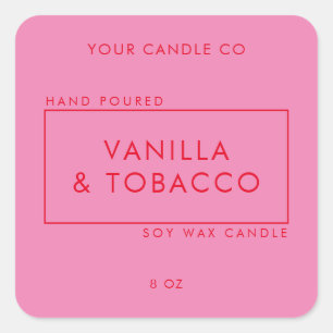 Simple Minimal Pink Red Candle Label