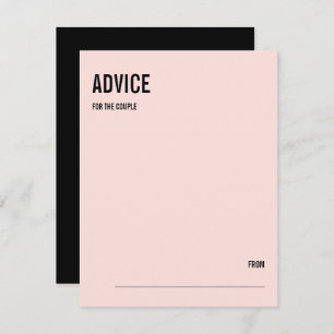 Simple Minimal Pink Typography Wedding Advice Card