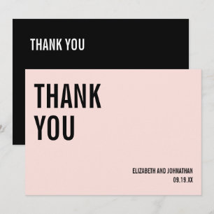 Simple & Minimal Pink Typography Wedding Thank You Card