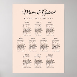Simple minimal. Pink Wedding Seating Chart