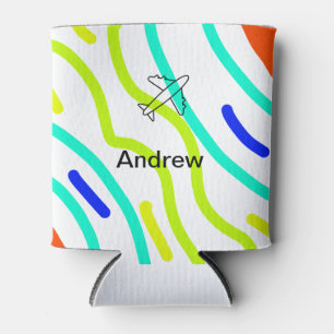 Simple minimal plane travel add your name beach fl can cooler