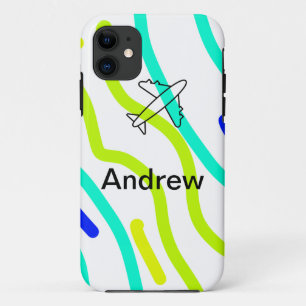 Simple minimal plane travel add your name beach fl iPhone 11 case