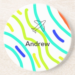 Simple minimal plane travel add your name beach fl coaster
