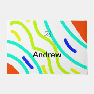 Simple minimal plane travel add your name beach fl doormat