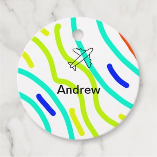 Simple minimal plane travel add your name beach fl favour tags