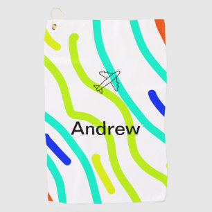 Simple minimal plane travel add your name beach fl golf towel