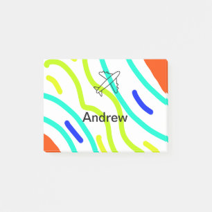 Simple minimal plane travel add your name beach fl post-it notes