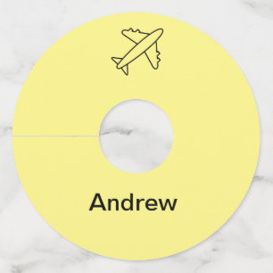 Simple minimal plane travel add your name beach fl wine glass tag