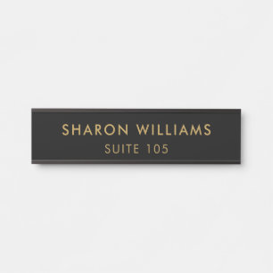 Simple Minimal Professional Black Employee Name Door Sign