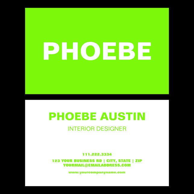 Simple Minimal Professional Fluo Green Lime Business Card (Creator Uploaded)