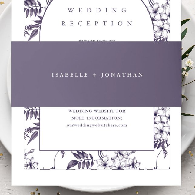Simple Minimal Purple Wedding Invitation Belly Band (Creator Uploaded)