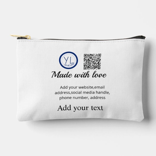 Simple minimal q r code add logo scan code name te accessory pouch (Front)