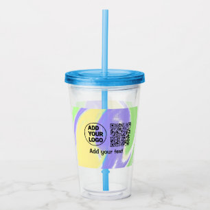 Simple minimal q r code add logo scan code name te acrylic tumbler
