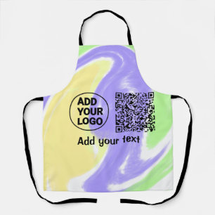 Simple minimal q r code add logo scan code name te apron