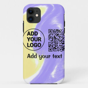 Simple minimal q r code add logo scan code name te iPhone 11 case