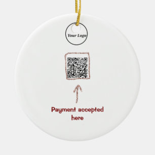 Simple minimal q r code add logo scan code name te ceramic tree decoration