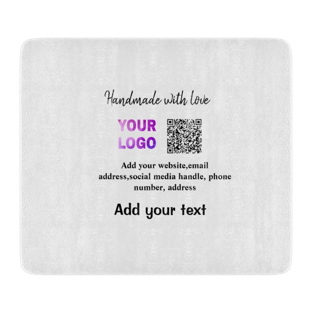 Simple minimal q r code add logo scan code name te cutting board (Front)