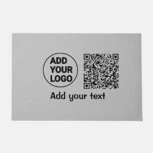Simple minimal q r code add logo scan code name te doormat